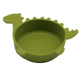 Children's Anti Fall Suction Cup Silicone Bowl (Option: Mustard green-Tyrannosaurus Rex)