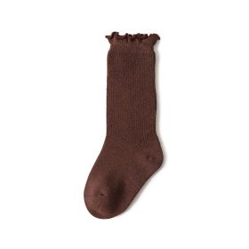 Spring And Autumn Thin Section Months Newborn Baby Socks In Autumn And Winter (Option: Dark brown-L)