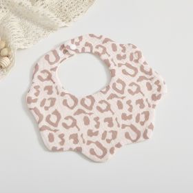 Baby 6-layer Cotton Gauze Petal Bib (Option: Pink Leopard Print)