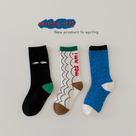 3 Pairs Wave Dot Lattice Colorful Socks (Option: A6-L)