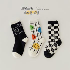 3 Pairs Wave Dot Lattice Colorful Socks (Option: A8-S)