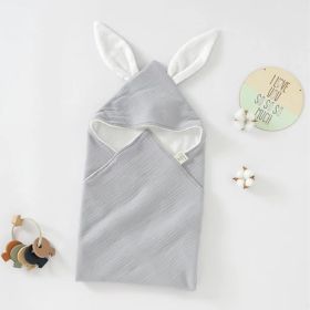 Baby Bath Towel Pure Cotton Double-layer Gauze Hooded Bathrobe (Color: Light Grey)