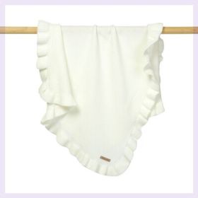 Knitted Baby Blankets Newborn Swaddle Wrap Ruffle (Option: White-70x90cm)