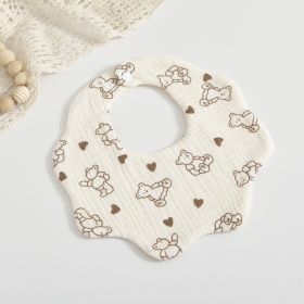 Baby 6-layer Cotton Gauze Petal Bib (Option: Love Bear)