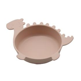 Children's Anti Fall Suction Cup Silicone Bowl (Option: Smoked powder-Tyrannosaurus Rex)