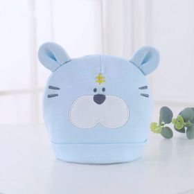 Cute Tiger Baby Hat Cotton Newborn Fetal Cap 0-6 Months Baby Fontanelle Protection (Option: Blue-One size)