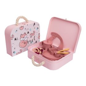 Baby Silicone Bowl Newborn Tableware Set (Option: Leather Pink)