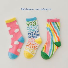 3 Pairs Wave Dot Lattice Colorful Socks (Option: A1-L)