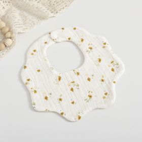 Baby 6-layer Cotton Gauze Petal Bib (Option: Little Yellow Flower)