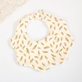 Baby 6-layer Cotton Gauze Petal Bib (Option: Wheat)