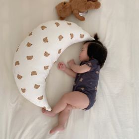 Simple Printed Cartoon Baby Sleeping Crescent Pillow (Option: Bear head)