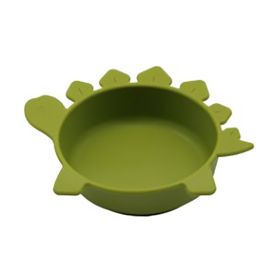 Children's Anti Fall Suction Cup Silicone Bowl (Option: Mustard green-Pterosaur)