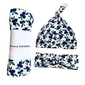 Baby Swaddling Cloth Fetal Cap And Hair Belt 3-piece Set (Option: Flower5)