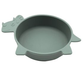 Children's Anti Fall Suction Cup Silicone Bowl (Option: Fir green-Triceratops)