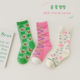 3 Pairs Wave Dot Lattice Colorful Socks (Option: A13-S)