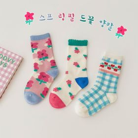 3 Pairs Wave Dot Lattice Colorful Socks (Option: A7-M)