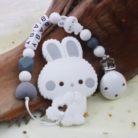 Baby Silicone Rabbit Dental Gel Set Bite Comfort Pacifier Chain (Color: Grey)