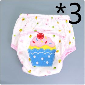 Summer Embroidered Baby Cotton Learning Pants  Diaper Pocket  Waterproof Training Pants  Leak-Proof Breathable Bread Pants (Option: 3pcs Ice cream-80 yards)