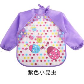 Children's Gown Long Sleeve Kids Waterproof Meal Baby Apron Painting Clothes Bib Protective Clothing (Option: No 16 Purple Insect)