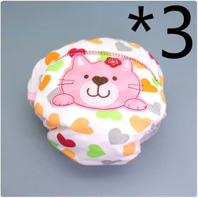 Summer Embroidered Baby Cotton Learning Pants  Diaper Pocket  Waterproof Training Pants  Leak-Proof Breathable Bread Pants (Option: 3pcs Pink cat-100 yards)