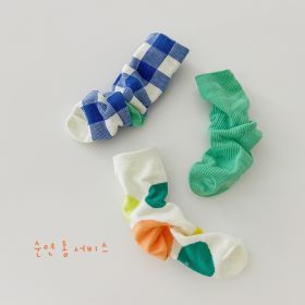 3 Pairs Wave Dot Lattice Colorful Socks (Option: A10-M)