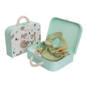 Baby Silicone Bowl Newborn Tableware Set (Option: Bean Green Fox)