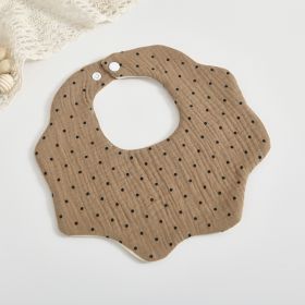 Baby 6-layer Cotton Gauze Petal Bib (Option: Khaki Dot)