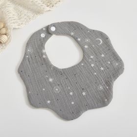 Baby 6-layer Cotton Gauze Petal Bib (Option: Gray Star Moon)