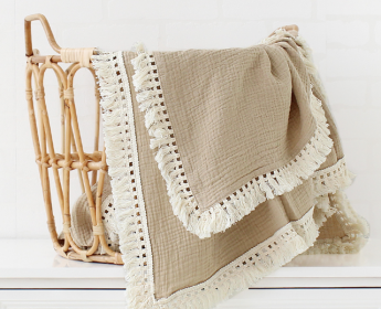 Baby Blanket Ver Ruffle Newborn (Option: Khaki tassel-120X120cm)